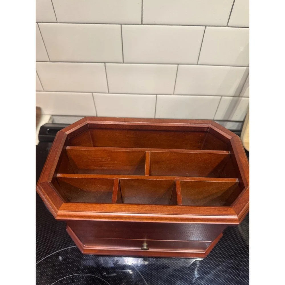 Vintage Bombay Company Wooden Desk Organizer/Jewelry Mahogany Finish Drawer